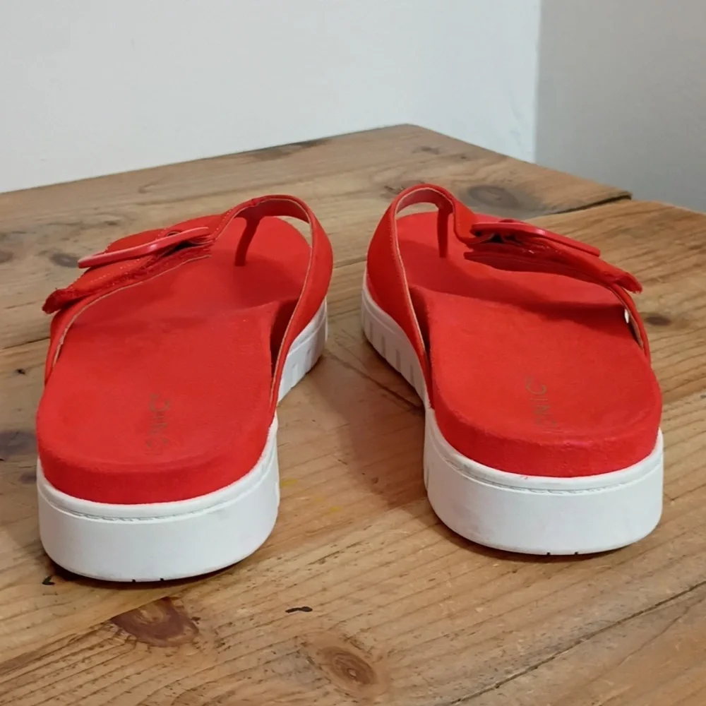Vionic Uptown Marin Toe Post Sandal Cherry Tomato Nubuck Size 12W